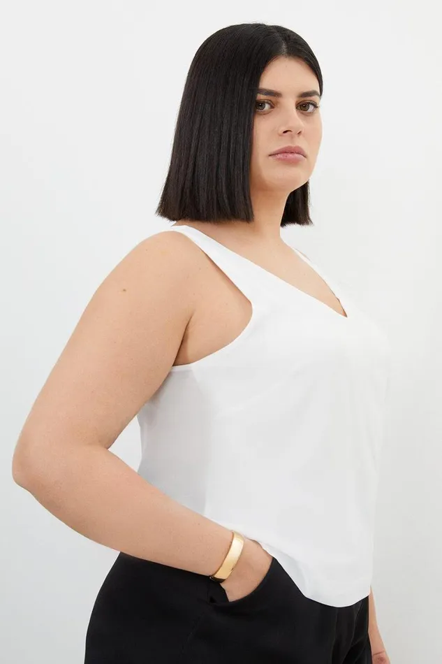 Tops Women Karen Millen Plus Size Georgette Woven Cami Top White
