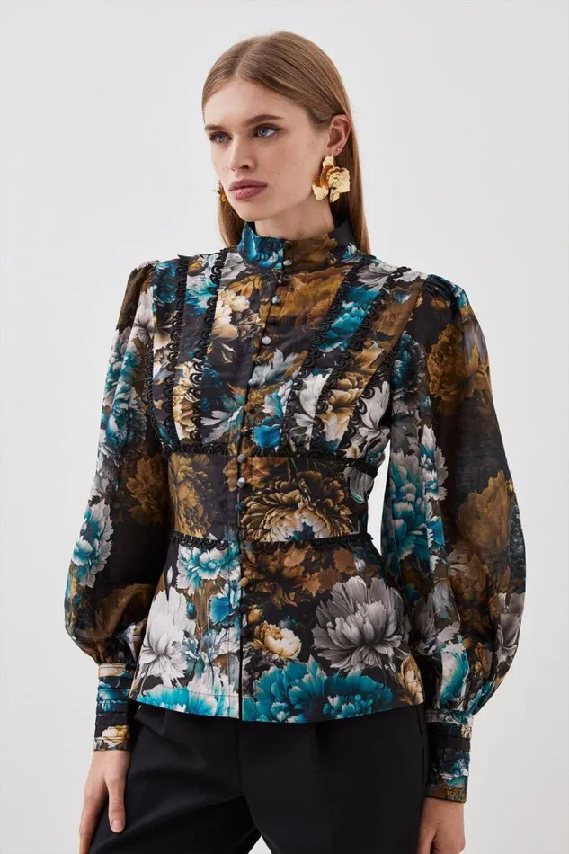 Tops Women Karen Millen Printed Woven Top Floral