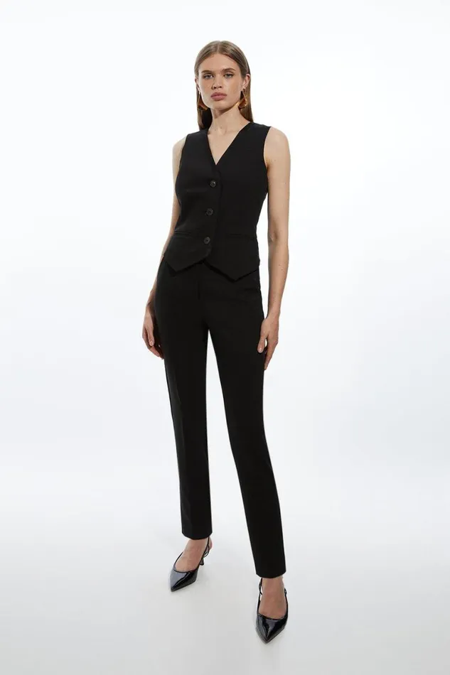 Tops Women Karen Millen Tall Clean Tailored Grosgrain Tipped Waistcoat Black