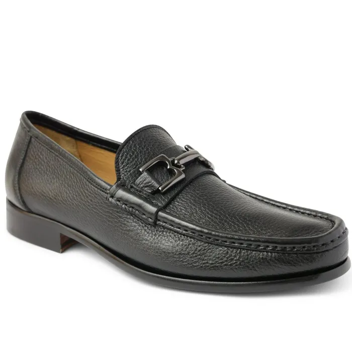 Trieste Classic Leather Moccasin 8211 Black Cervo Men Bruno Magli Dress Shoes