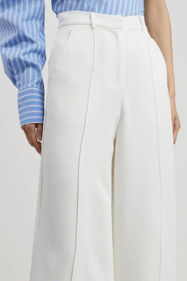 Trousers Women Karen Millen Petite Viscose Crepe Straight Leg Trouser Ivory