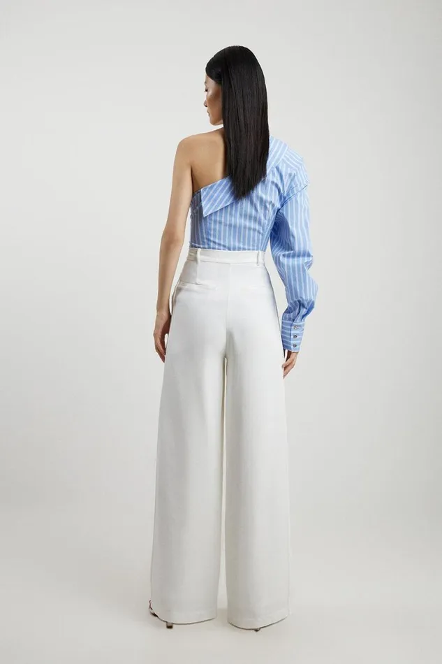 Trousers Women Karen Millen Petite Viscose Crepe Straight Leg Trouser Ivory
