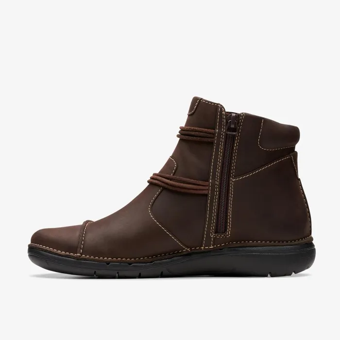Un Loop Up Dark Brown Leather Women Clarks Boots and Booties