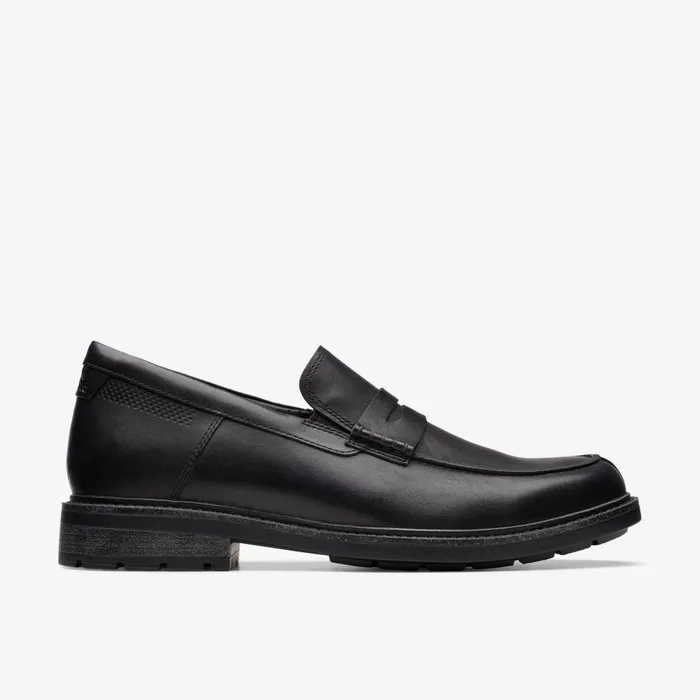 Un Shire Step Black Leather Men Clarks Casual Dress Shoes