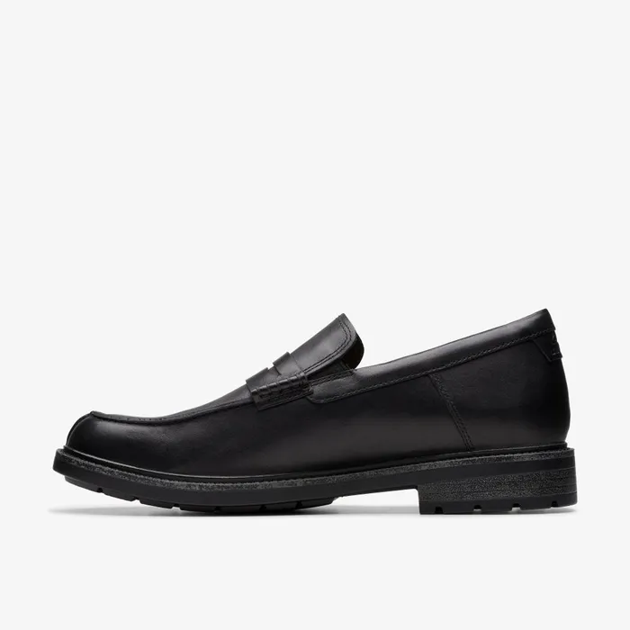 Un Shire Step Black Leather Men Clarks Casual Dress Shoes