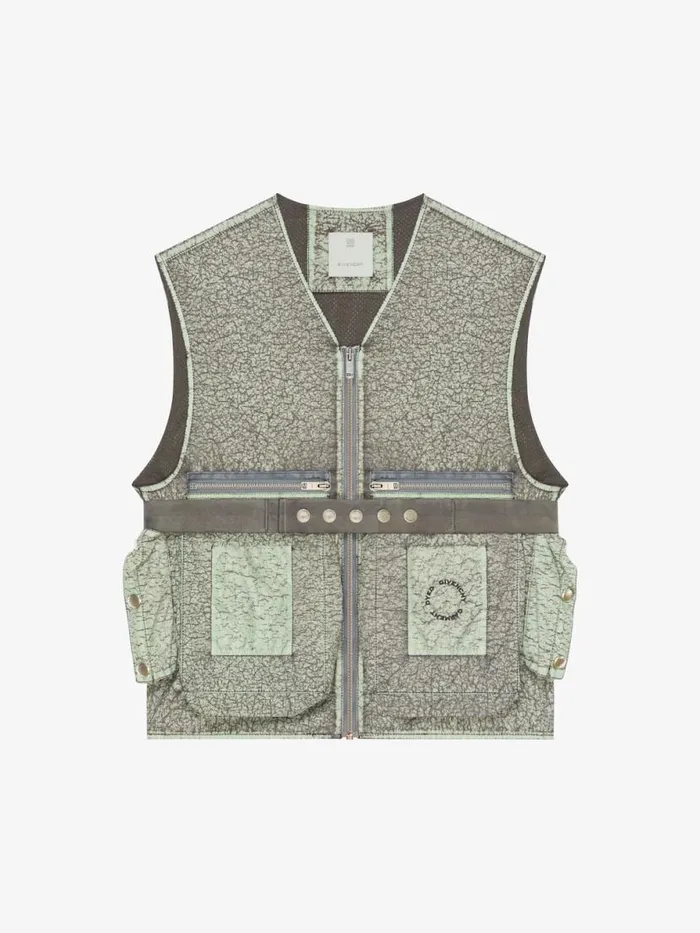 Vest With Crackled Effect Medium Grey Men Givenchy Coats and Jackets