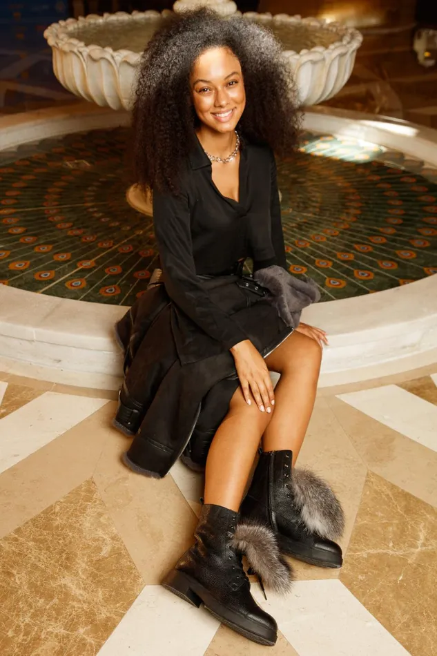 Vinci Leather Boots and Booties The Kajapati Black Leather Natural Fur Mid Calf Boot 8211 Women