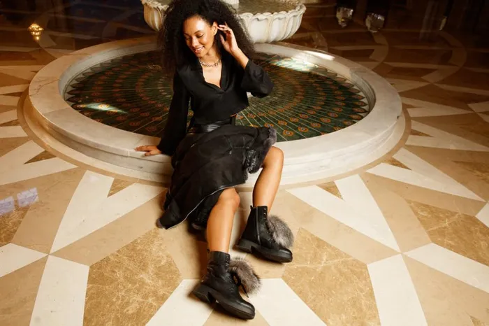Vinci Leather Boots and Booties The Kajapati Black Leather Natural Fur Mid Calf Boot 8211 Women