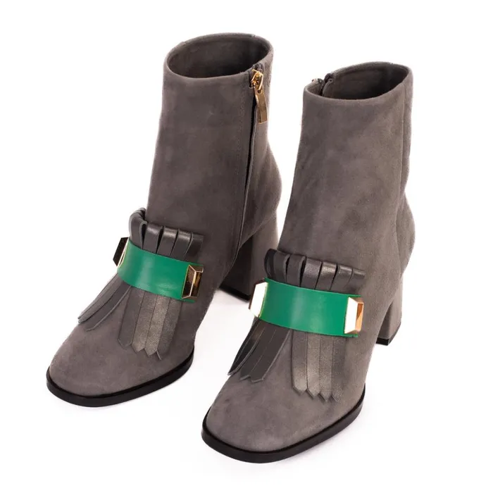 Vinci Leather Boots and Booties The Luksor Grey Suede Leather Block Heel Boot 8211 Women