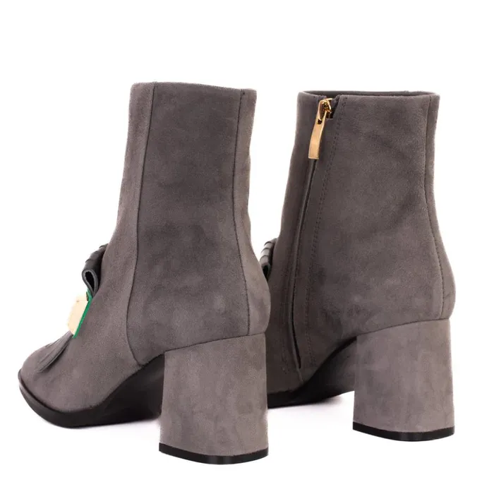 Vinci Leather Boots and Booties The Luksor Grey Suede Leather Block Heel Boot 8211 Women