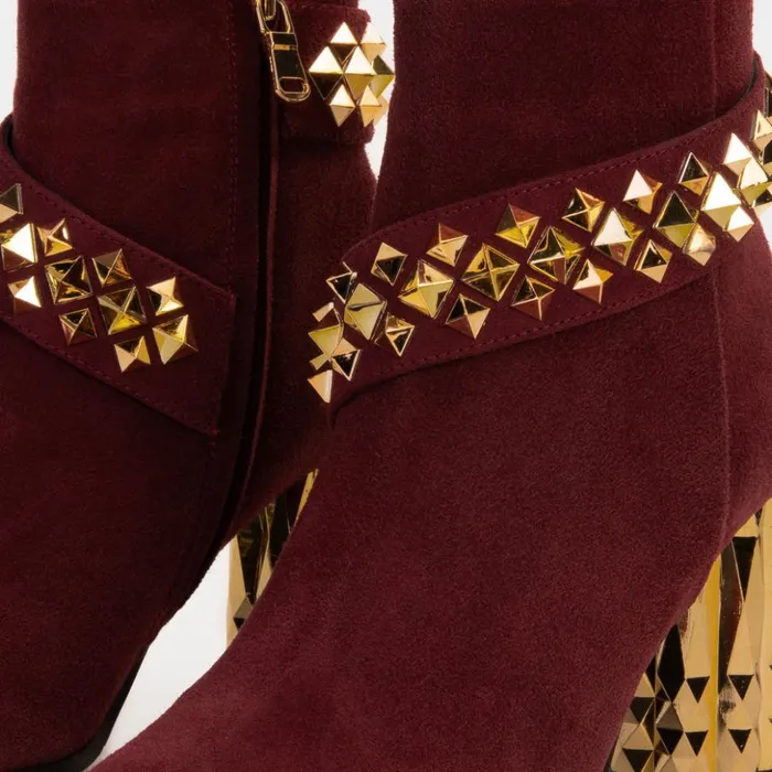 Vinci Leather Boots and Booties The Metal Burgundy Suede Leather Block Heel Boot 8211 Women