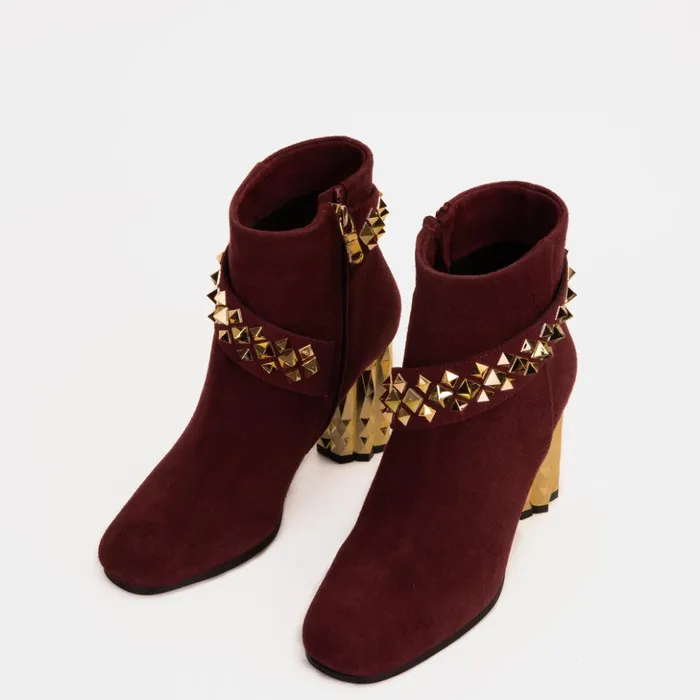 Vinci Leather Boots and Booties The Metal Burgundy Suede Leather Block Heel Boot 8211 Women