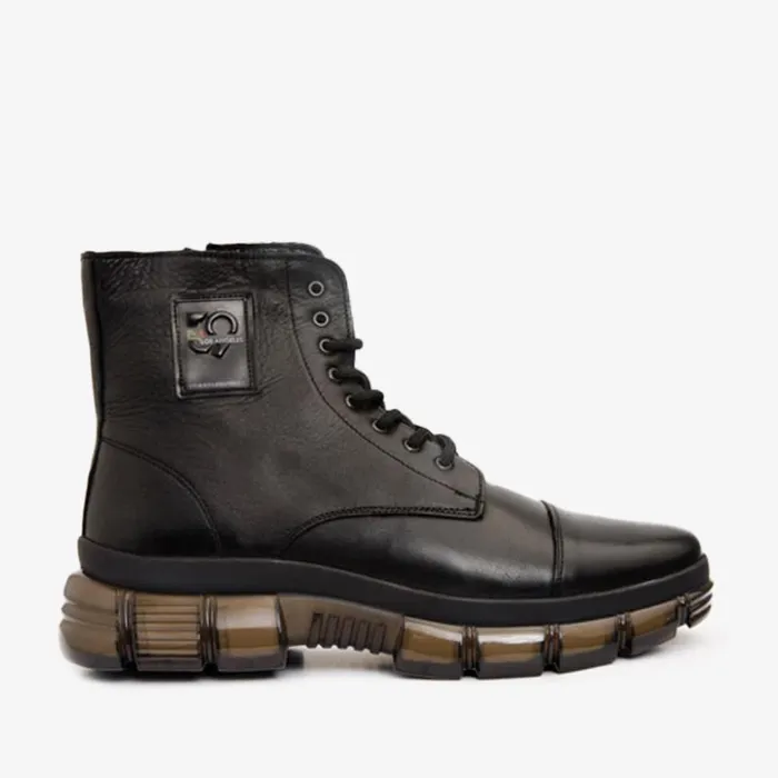 Vinci Leather Boots The Ottova Black Leather LaceUp Sneaker Boot With A Zipper 8211 Men
