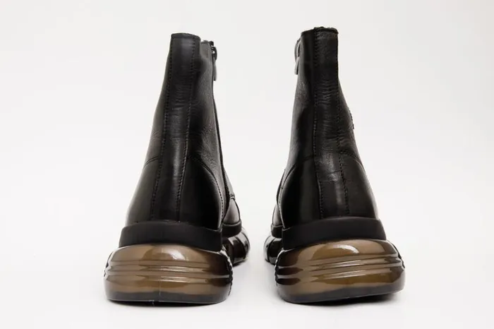 Vinci Leather Boots The Ottova Black Leather LaceUp Sneaker Boot With A Zipper 8211 Men