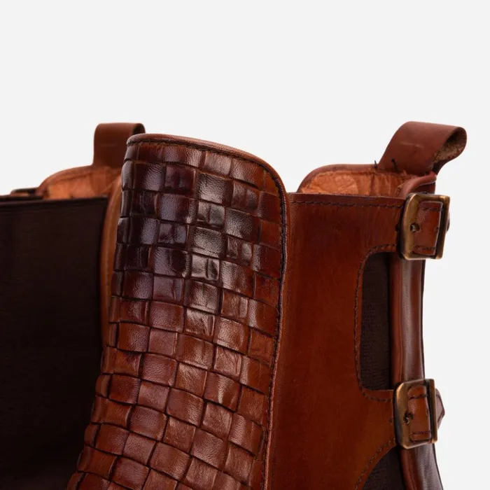 Vinci Leather Boots The Rolls Boot Woven Tan Leather Double Monk Strap Handmade Shoe 8211 Men