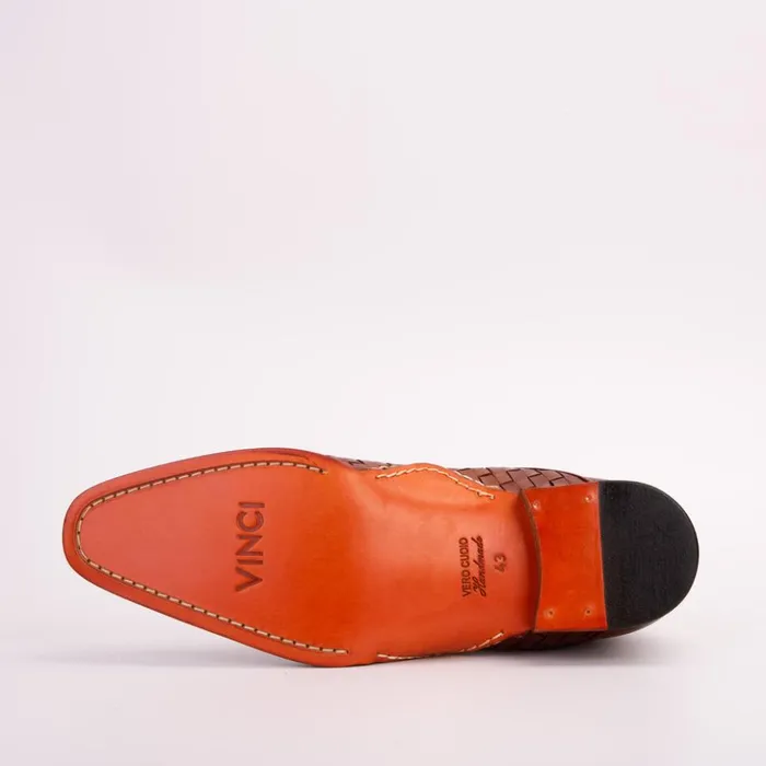 Vinci Leather Boots The Rolls Boot Woven Tan Leather Double Monk Strap Handmade Shoe 8211 Men