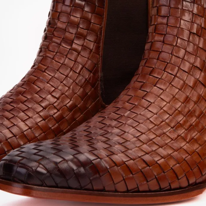 Vinci Leather Boots The Rolls Boot Woven Tan Leather Double Monk Strap Handmade Shoe 8211 Men