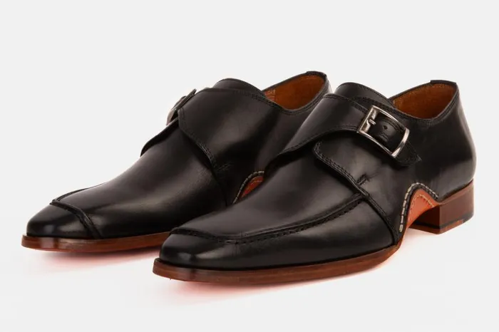 Vinci Leather Dress Shoes The Hagrid Black Single Monk Strap Handmade Shoe 8211 Men