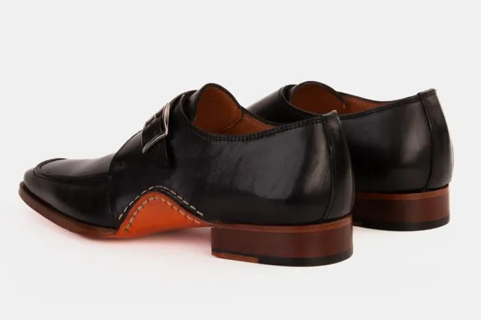 Vinci Leather Dress Shoes The Hagrid Black Single Monk Strap Handmade Shoe 8211 Men