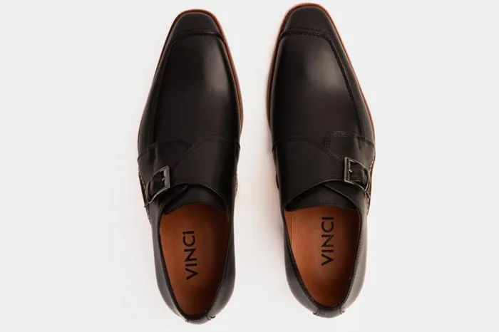 Vinci Leather Dress Shoes The Hagrid Black Single Monk Strap Handmade Shoe 8211 Men