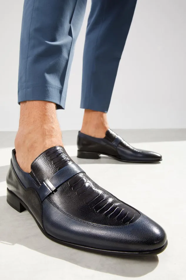 Vinci Leather Dress Shoes The Kazablanka Navy Leather Bit Loafer Shoe 8211 Men