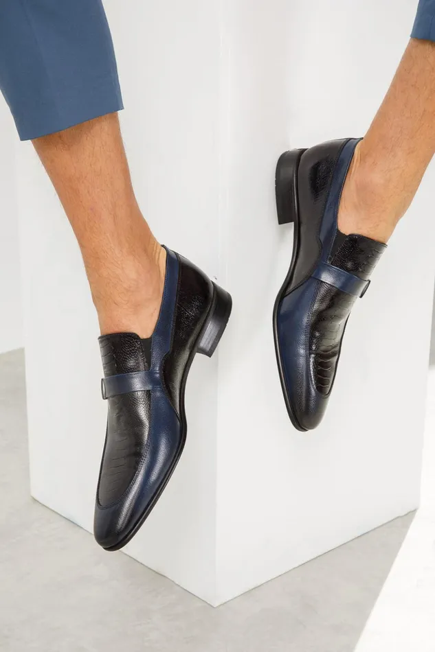 Vinci Leather Dress Shoes The Kazablanka Navy Leather Bit Loafer Shoe 8211 Men