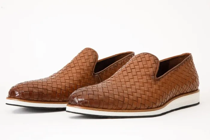 Vinci Leather Dress Shoes The Ostrava Tan Leather Woven Slipon Loafer Shoe 8211 Men