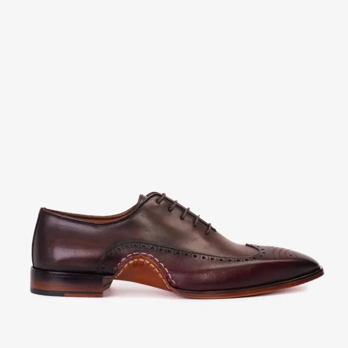 Vinci Leather Dress Shoes The Royal Hand Craft Burgundy Wingtip Oxford Shoe 8211 Men