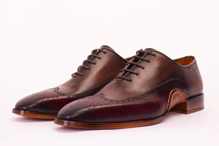 Vinci Leather Dress Shoes The Royal Hand Craft Burgundy Wingtip Oxford Shoe 8211 Men