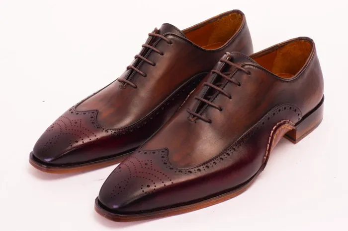 Vinci Leather Dress Shoes The Royal Hand Craft Burgundy Wingtip Oxford Shoe 8211 Men