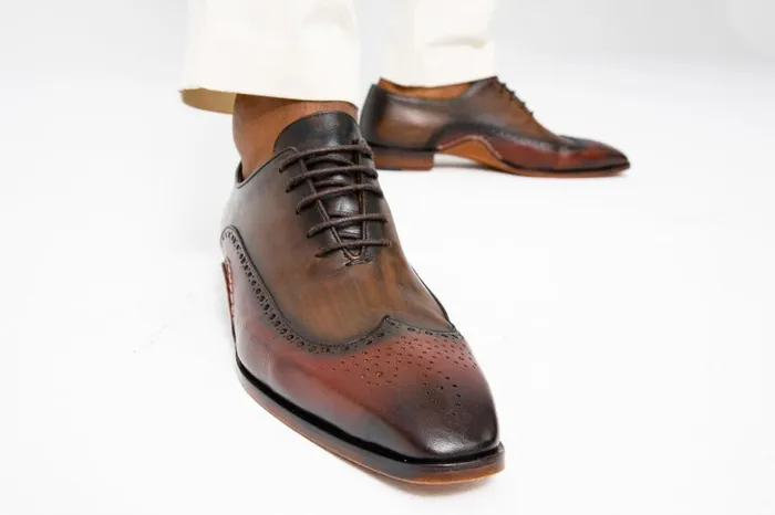 Vinci Leather Dress Shoes The Royal Hand Craft Burgundy Wingtip Oxford Shoe 8211 Men