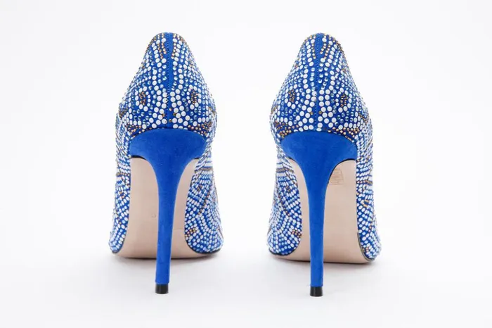 Vinci Leather Heels The Nampula Sax Blue Glitter Leather Pump Shoe 8211 Women