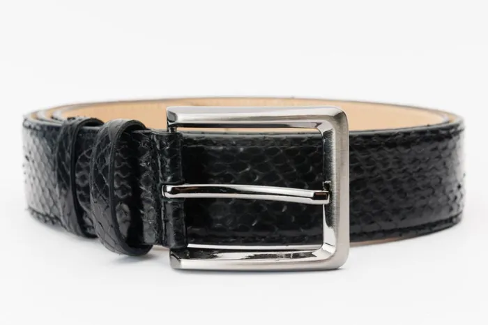 Vinci Leather Leather Belts The Boss Black Python Sneak Leather Belt 8211 Men