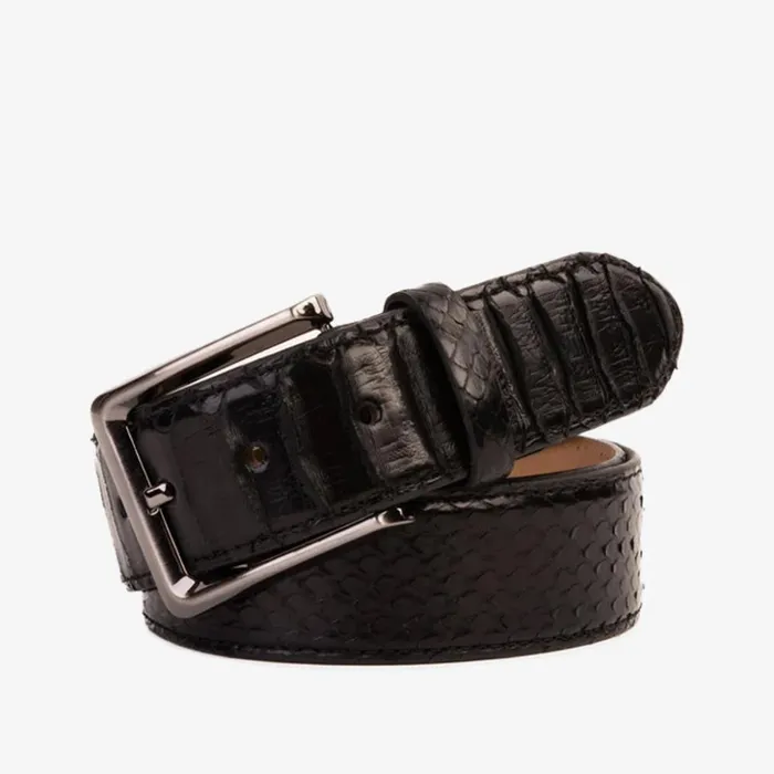 Vinci Leather Leather Belts The Boss Black Python Sneak Leather Belt 8211 Men