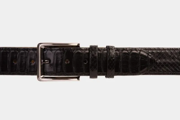 Vinci Leather Leather Belts The Boss Black Python Sneak Leather Belt 8211 Men