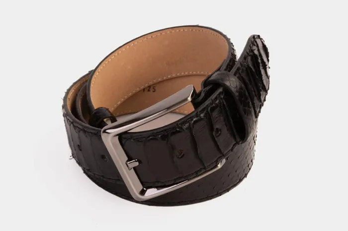 Vinci Leather Leather Belts The Boss Black Python Sneak Leather Belt 8211 Men