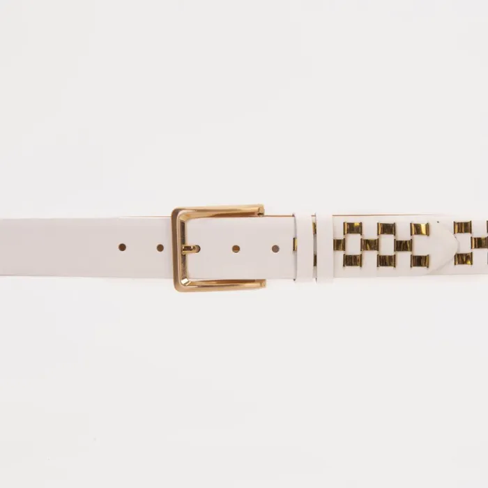Vinci Leather Leather Belts The Mackenzie White and Gold Woven Leather Belt 8211 Men