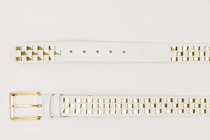Vinci Leather Leather Belts The Mackenzie White and Gold Woven Leather Belt 8211 Men