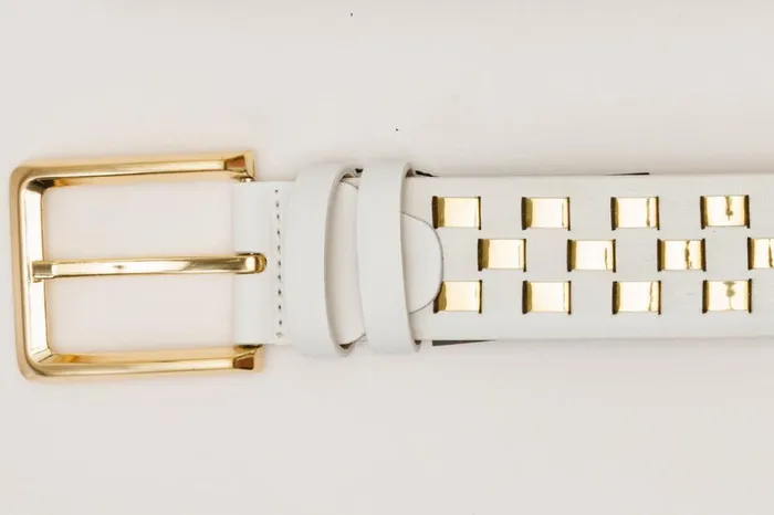 Vinci Leather Leather Belts The Mackenzie White and Gold Woven Leather Belt 8211 Men