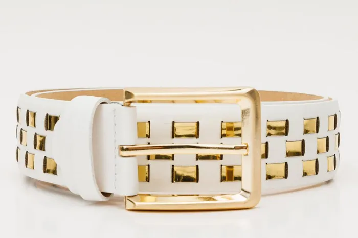 Vinci Leather Leather Belts The Mackenzie White and Gold Woven Leather Belt 8211 Men
