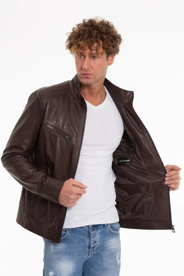Vinci Leather Leather Jackets The Alamo Brown Leather Jacket 8211 Men