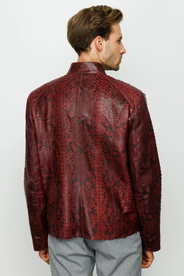 Vinci Leather Leather Jackets The Boss Pythn Burgundy Leather Jacket 8211 Men