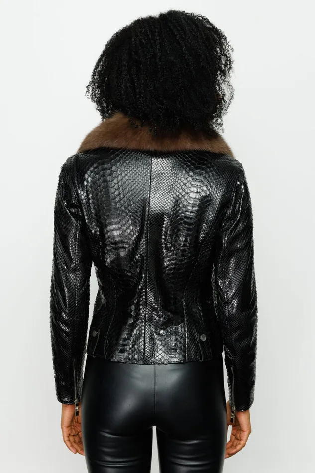 Vinci Leather Leather Jackets The Formello Pythn Black Leather Jacket 8211 Women