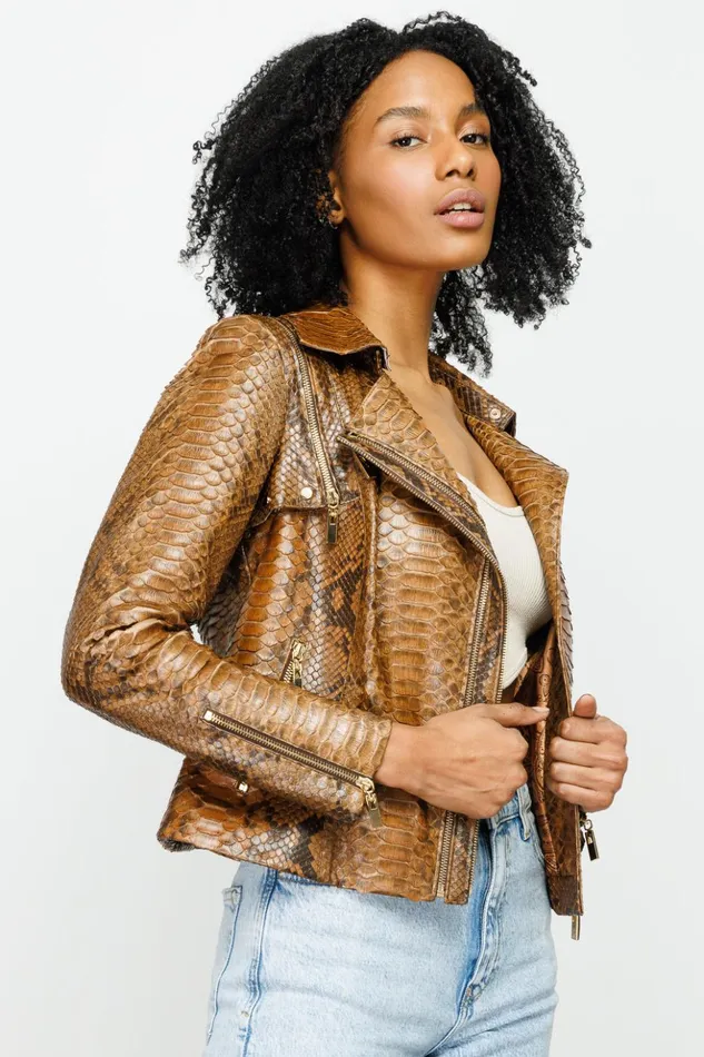 Vinci Leather Leather Jackets The Queen Pythn Skin Tan Leather Jacket 8211 Women Vinci Leather Leather Jackets The Queen Pythn Skin Tan Leather Jacket 8211 Women