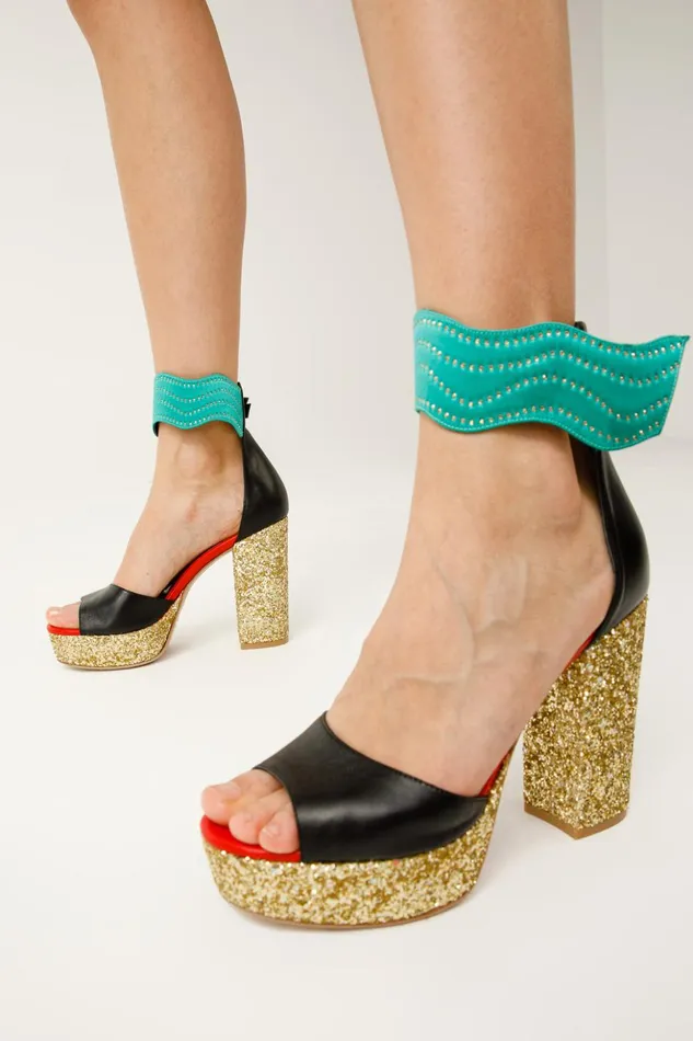 Vinci Leather Sandals The Pera Multicolor Glitter Platform Heel Sandal 8211 Women