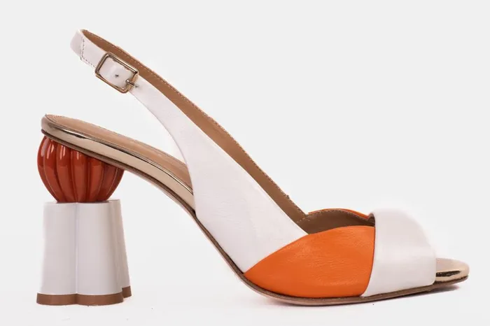 Vinci Leather Sandals The Rize White Leather Pumpkin Heel Sandal 8211 Women