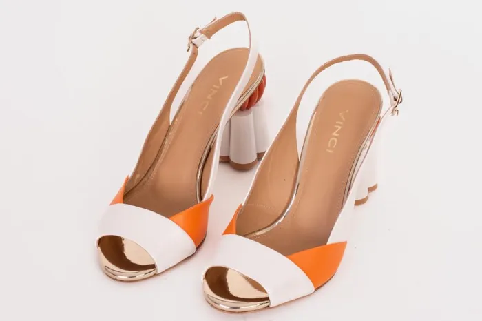 Vinci Leather Sandals The Rize White Leather Pumpkin Heel Sandal 8211 Women