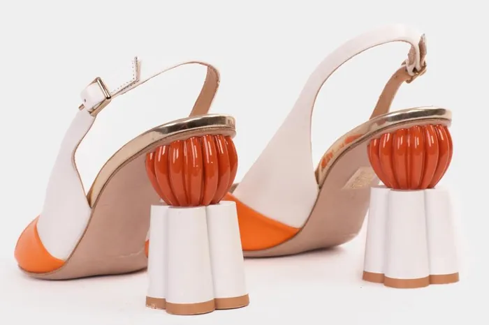 Vinci Leather Sandals The Rize White Leather Pumpkin Heel Sandal 8211 Women