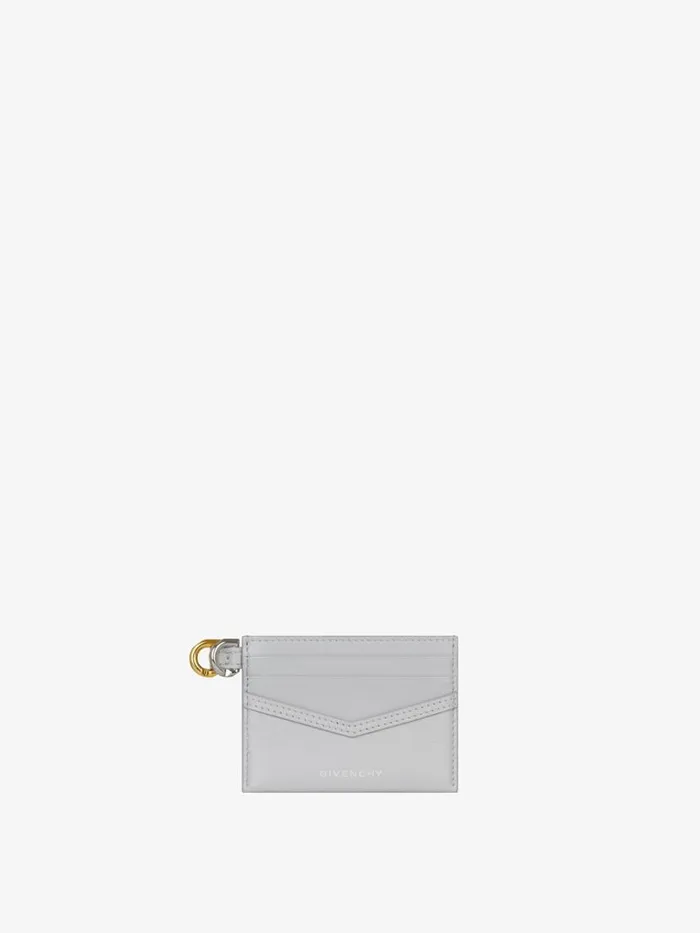 Voyou Card Holder In Leather Light Grey Women Givenchy Wallets and Card Holders