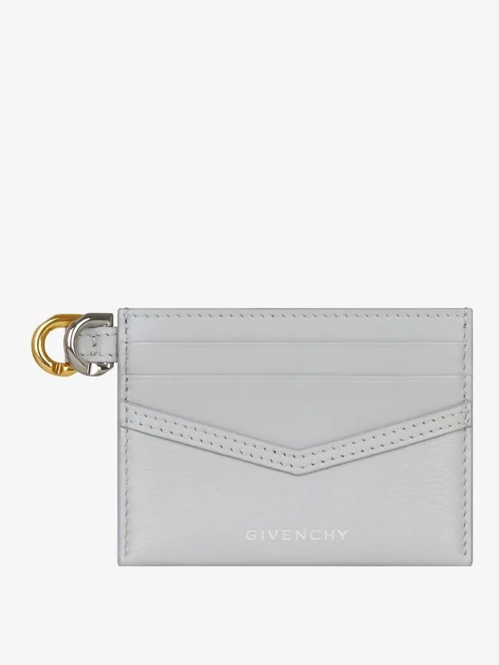 Voyou Card Holder In Leather Light Grey Women Givenchy Wallets and Card Holders